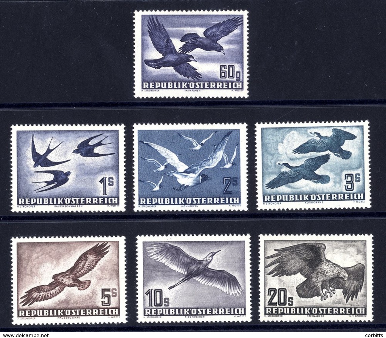 1950 Air Birds Set UM, SG.1215/1221. (7) Cat. £500 - Altri & Non Classificati