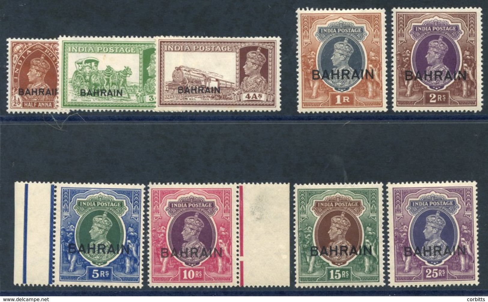 1938-41 ½a, 3a, 4a, 1r To 25r, All M, SG.21, 26, 28, 32-37. (9) - Autres & Non Classés