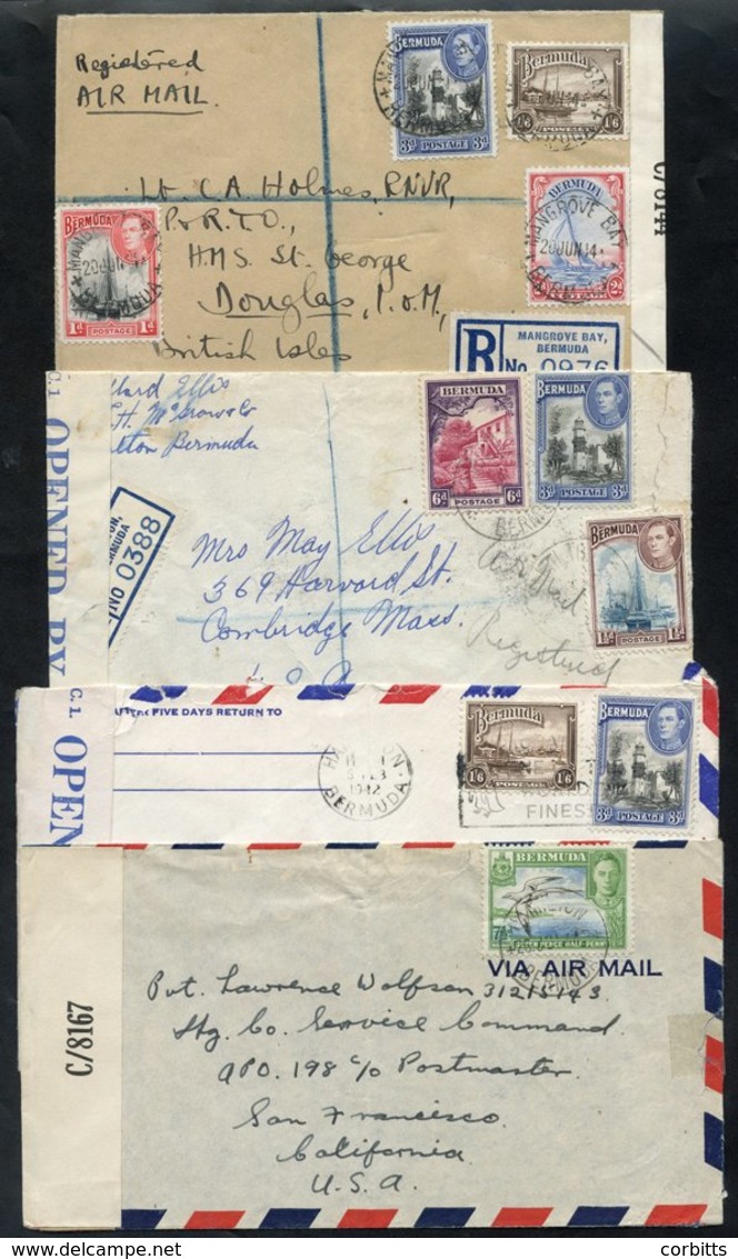 1940's WWII Censored Covers (4), Two With The Blue On White Label (Spec. CL3), The Other Two PC 90 Labels. - Other & Unclassified