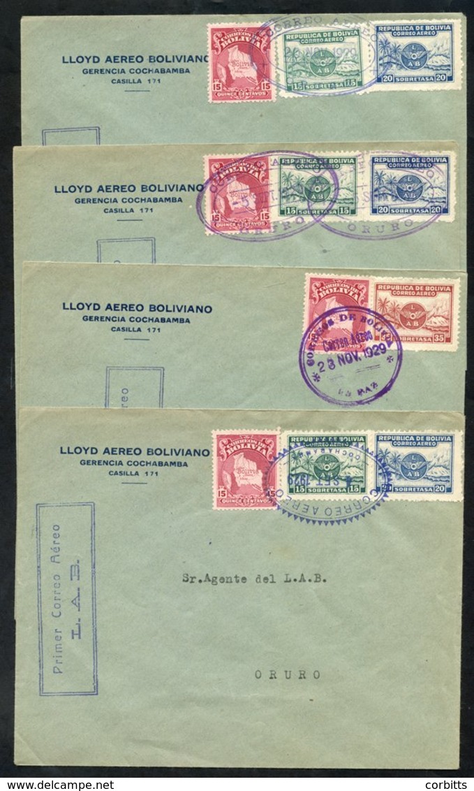 1929 LAB First Flights (4) Comprising 4.9.29 Cochabamba - Oruru, 5.9.29 Oruru - Cochabamba, 20.11.29 Oruru - La Paz, 23. - Altri & Non Classificati