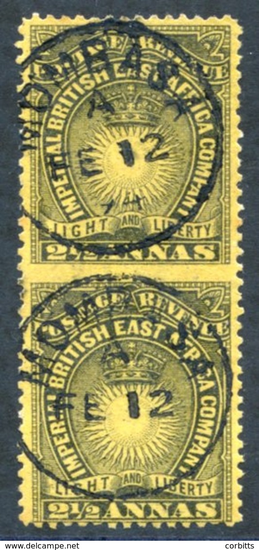 1890-95 2½a Black & Yellow-buff Imperf Between Vertical Pair, VFU With Mombasa C.d.s. For FE.12.94, SG.7cd, Cat. £600 - Altri & Non Classificati