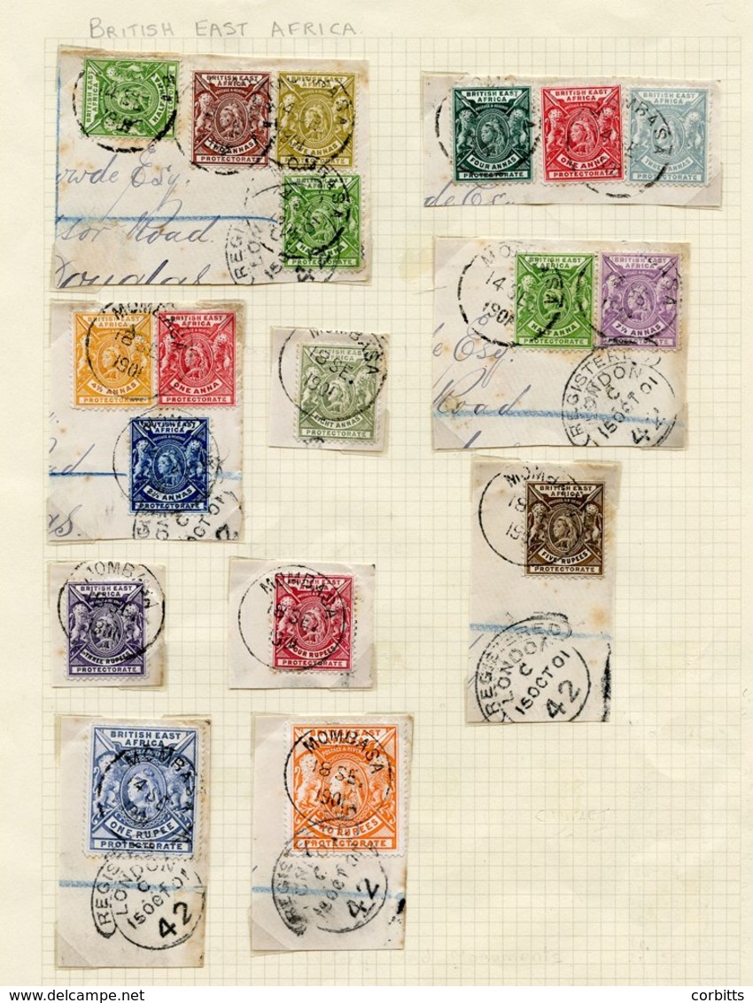 1896-1901 CCA Set Excl. 1r & 2r (16 Stamps Used On 8 Pieces), Tied Mombasa C.d.s's (SG.65/79) Plus 1897-1903 1r & 2r, VF - Other & Unclassified