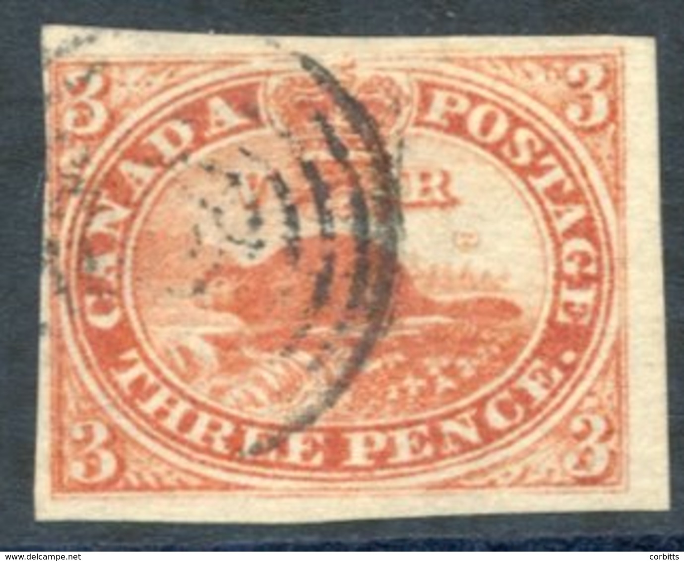 1852-57 3d Red, Clear To Large Margins, Fine Target Cancellation, SG.5. - Other & Unclassified