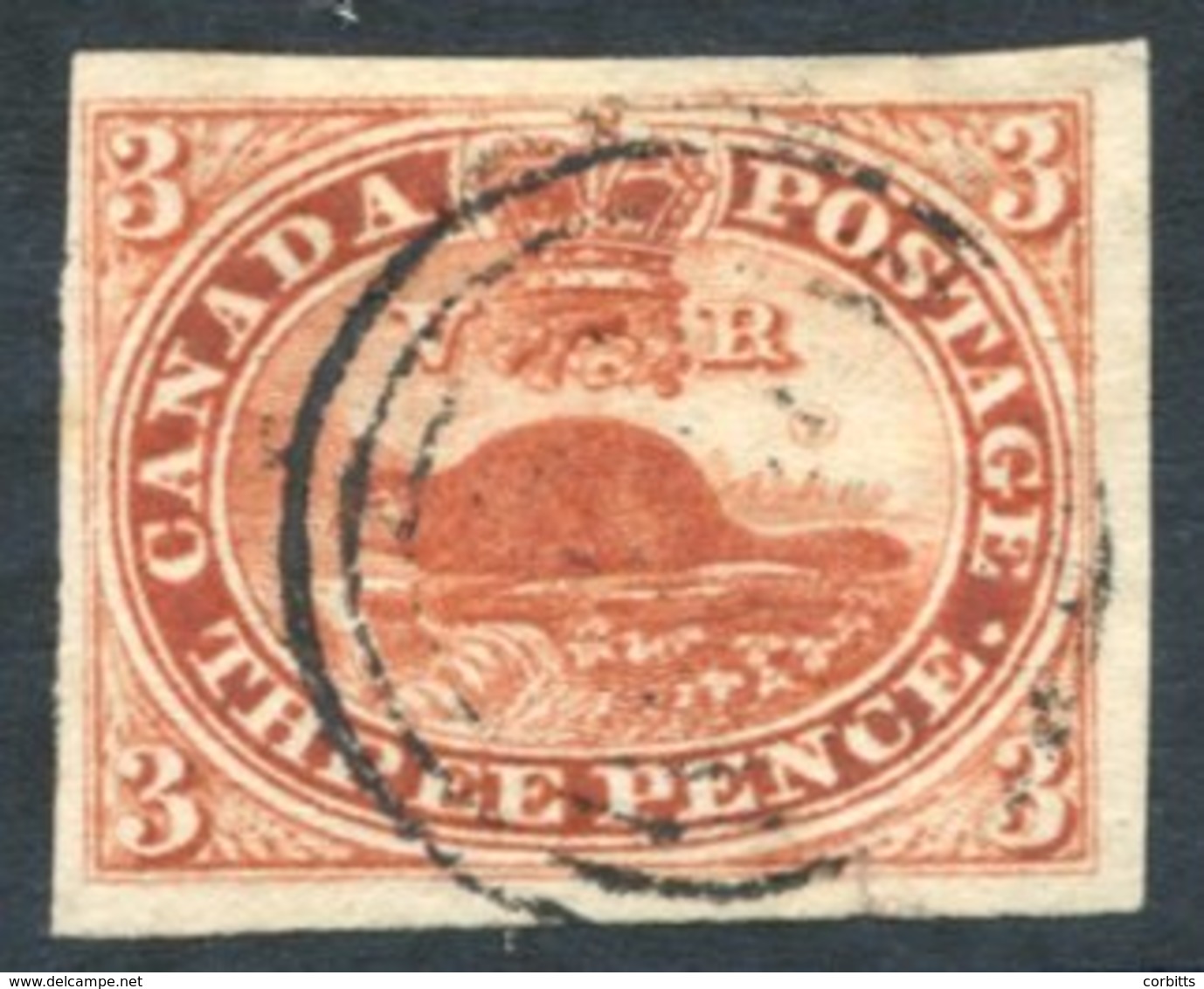 1852-57 3d Brown Red, Large Margins, Used Partial Target, Very Fresh, SG.8. (1) - Other & Unclassified