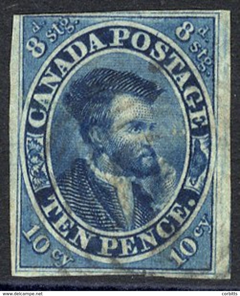 1852-57 10d Blue To Deep Blue On Thin Paper, Good To Large Margins Three Sides, Just Cut Into Outer Frame Line At Left S - Altri & Non Classificati
