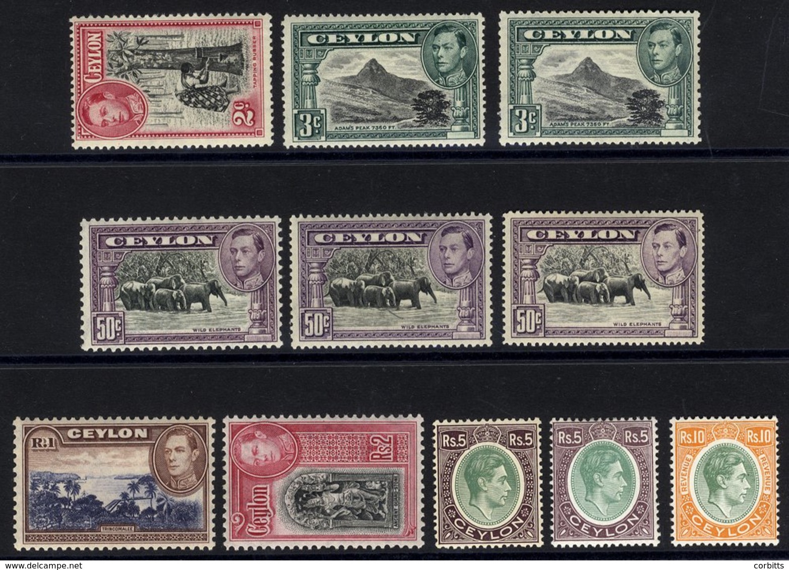 1938-49 Defin Vals To 5r, M Incl. 2c P.13½ X 13, 3c & 50c P.14, 5r (both 1r With Toned Gum) & 10r Postal Fiscal Etc. Cat - Other & Unclassified