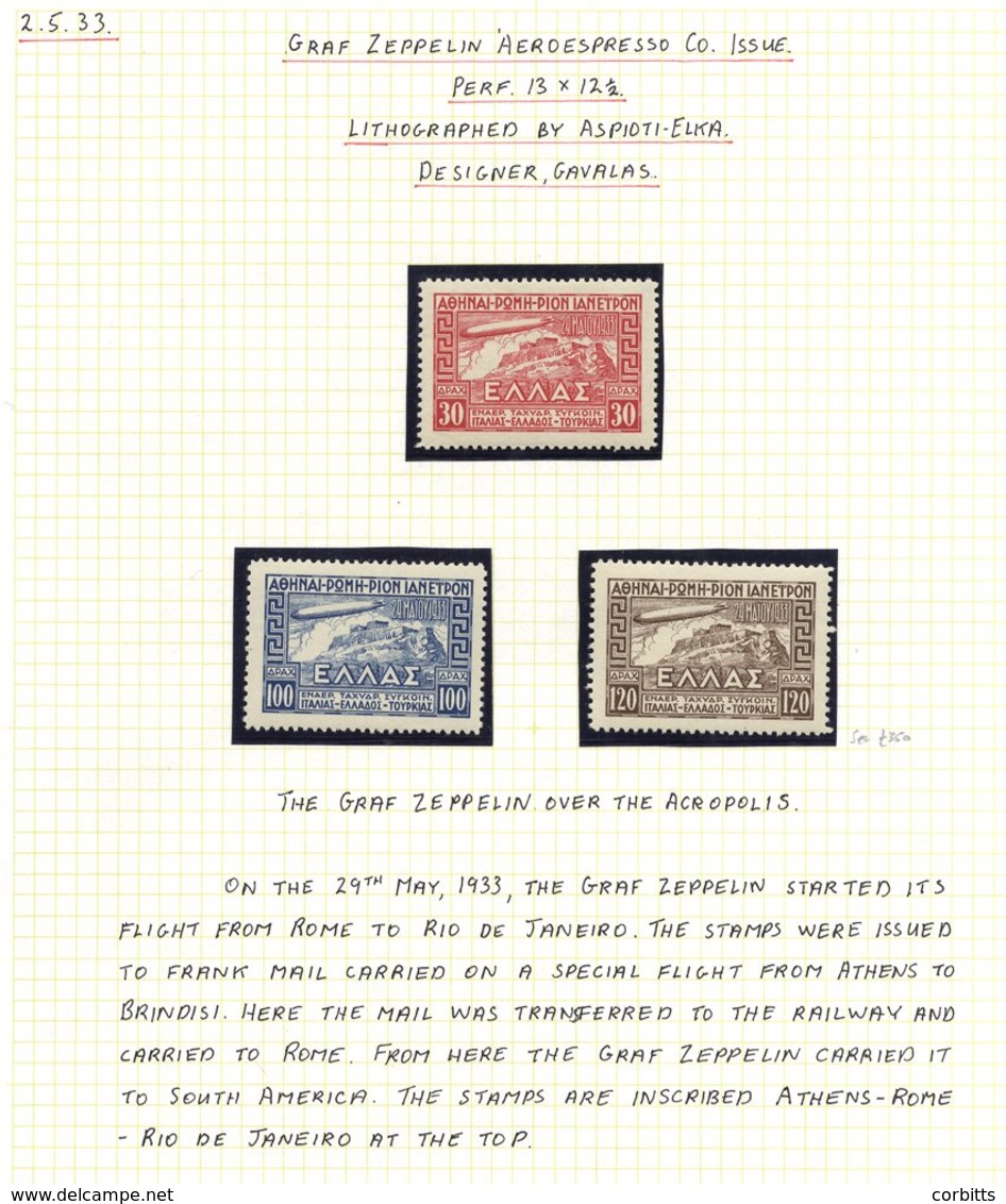 Airmails - 1933 Zeppelin Set Of Three, UM (Cat. £350) & 1933 Aeroespresso Set Of Seven, M (Cat. £190) & Government Airma - Altri & Non Classificati