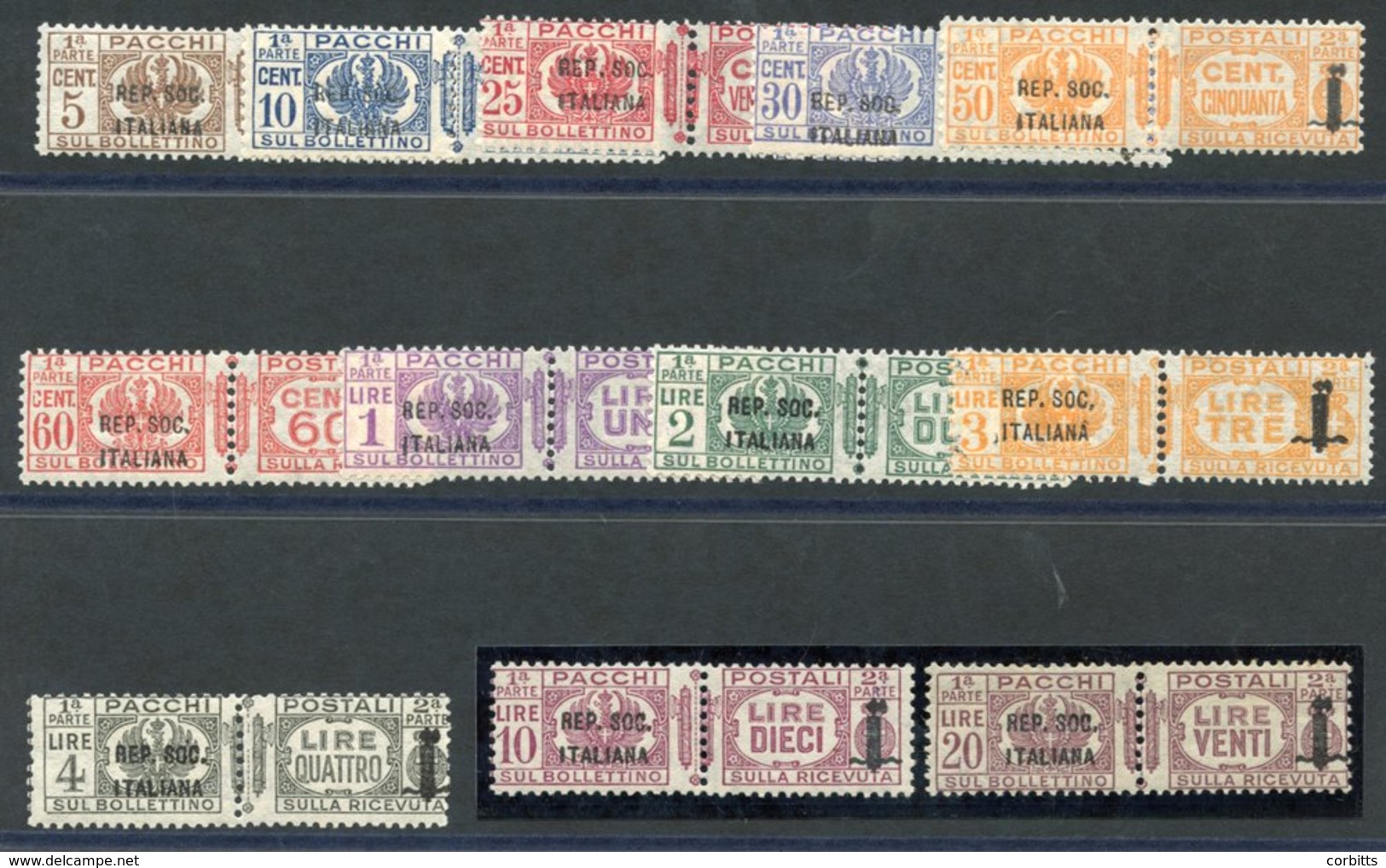 1944 Parcel Post Set Optd 'Rep. Soc/Italiana' UM 2l & 10l Signed Dienna, 4l Is Lightly Hinged, Sass 36/47, SG.P77/P88, C - Altri & Non Classificati