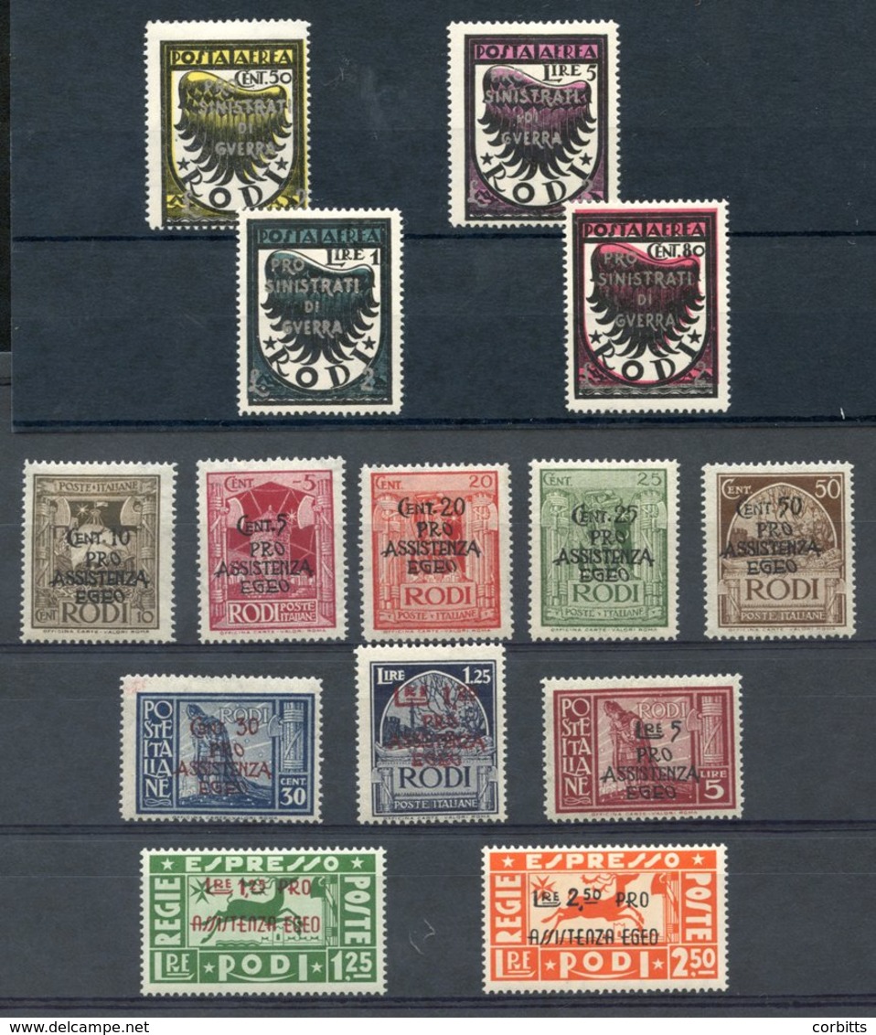 Rhodes 1943 Charity Surcharge Post & Express Sets, Fine M, SG.214/221, E222/223, 1944 Air War Victims Set, Fine M, SG.23 - Altri & Non Classificati