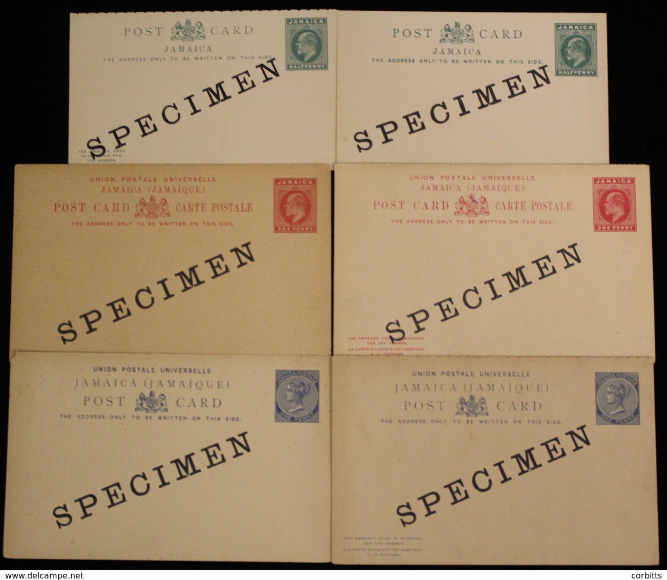 1891 Postal Stationery 1d Blue Postcard & 1d + 1d Reply H & G 17/18 Optd SPECIMEN, Also KEVII 1904 ½d Green Postcard & ½ - Altri & Non Classificati