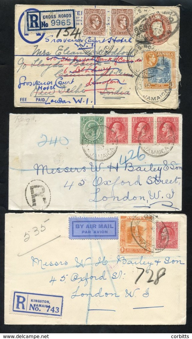 1917-69 Group Of Registered Envelopes (22) To England Or The USA, Four Are Postal Stationery Envelopes, All Commercial.  - Altri & Non Classificati