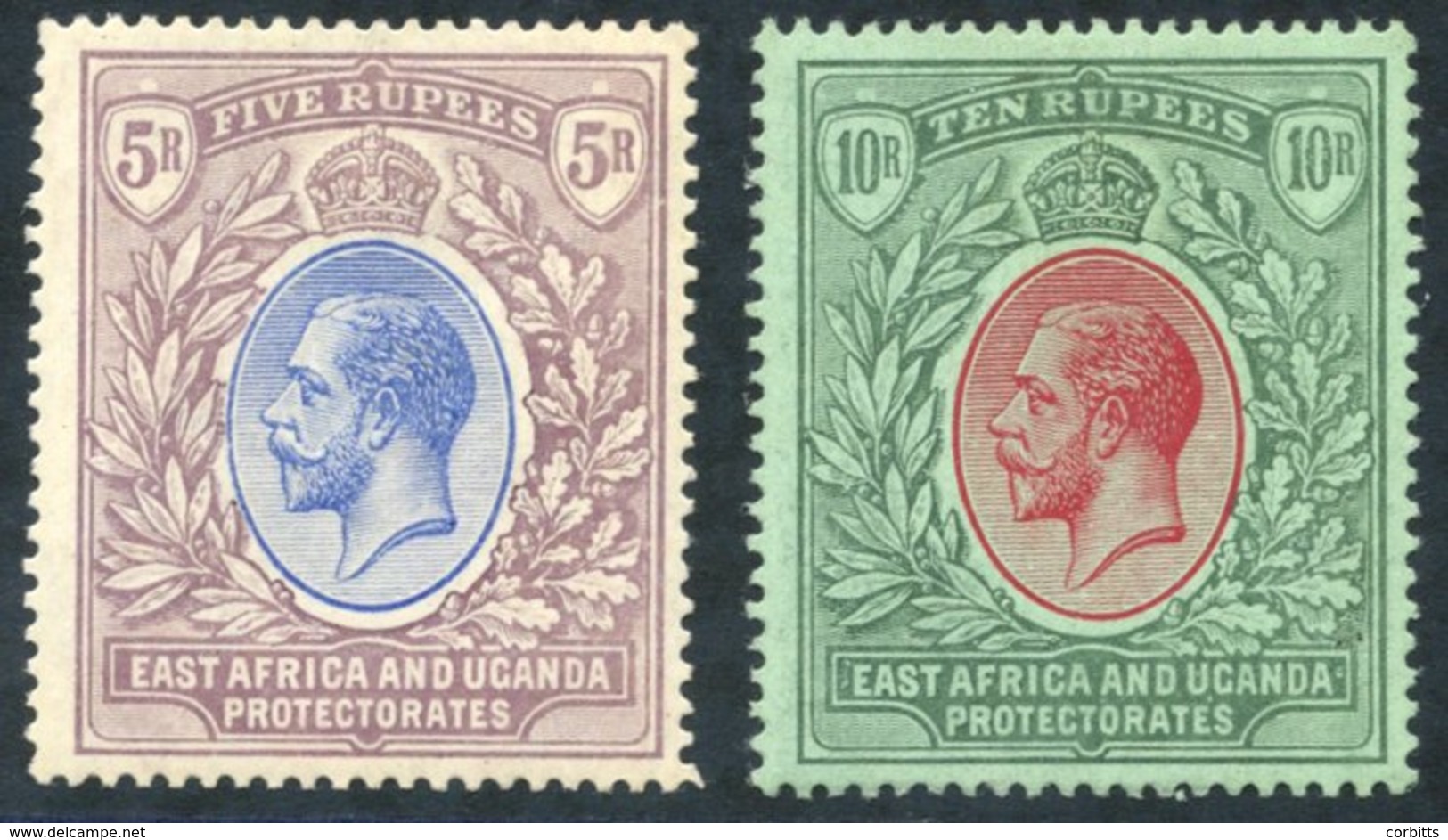 EAST AFRICA & UGANDA 1912-21 MCCA 5r & 10r M, SG.57/8. (2) Cat. £315 - Other & Unclassified