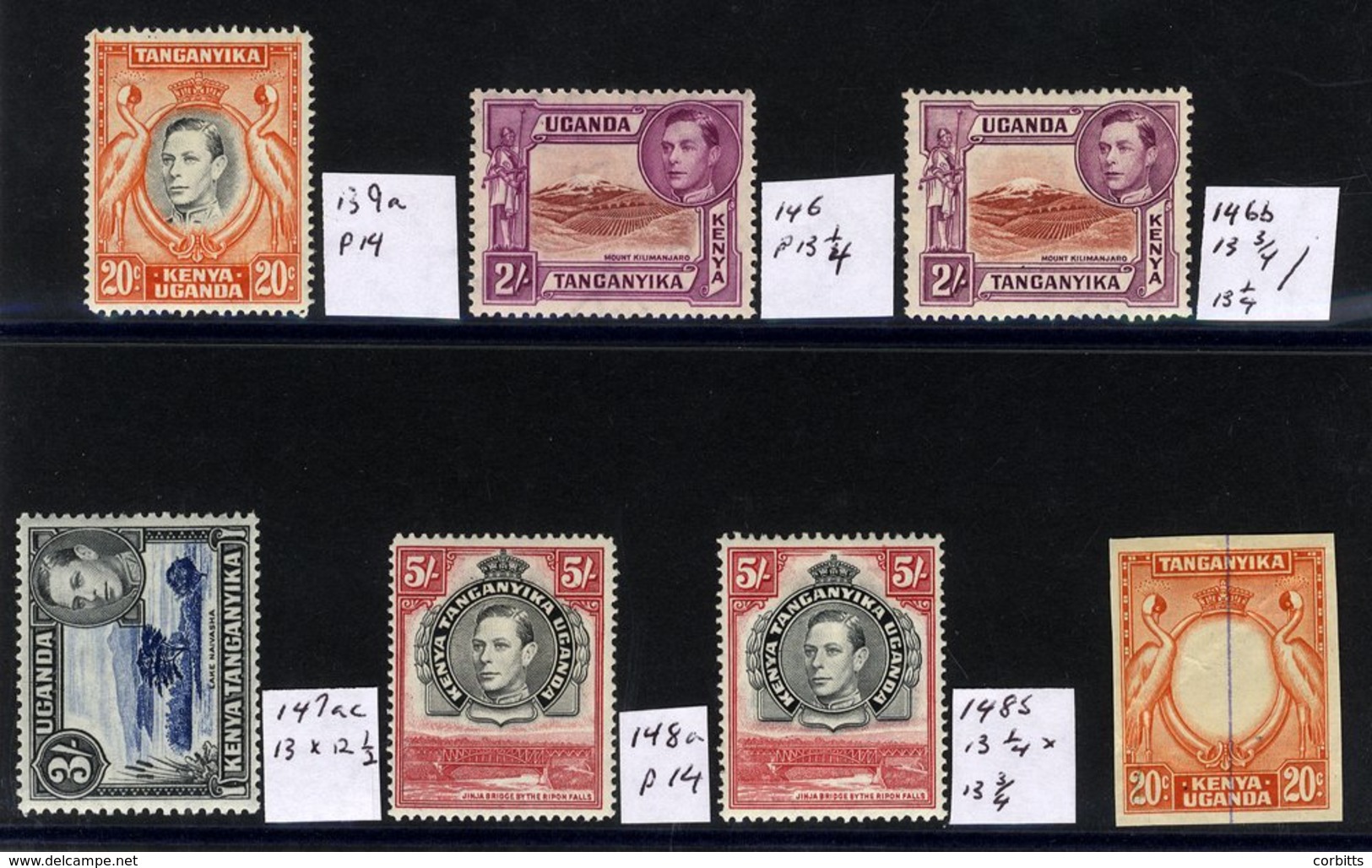 1938-54 KGVI Better Items Comprising 20c P.14 (SG.139a), 2s (SG.146 & 146b), 3s P.13 X 12½ (SG.147a), 5s (SG.148a & 148b - Other & Unclassified