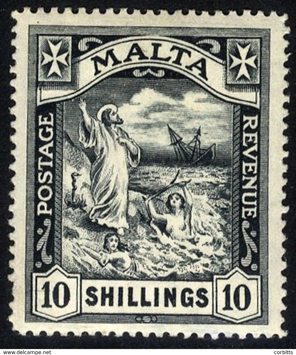 1919 MCCA 10s Black, Fresh UM Short Perf Lower Left, The Key Malta Stamp. Particularly Scarce UM. SG.96, Cat. £3250 - Altri & Non Classificati