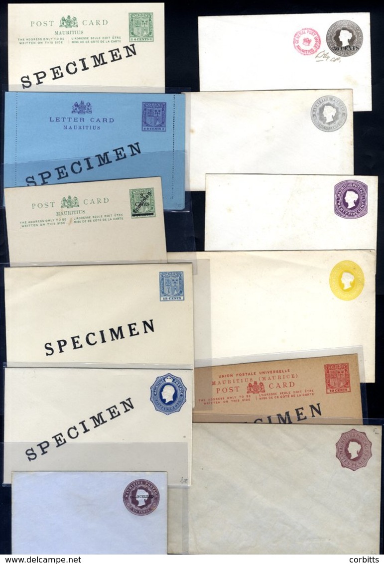 QV-KGV Fine Range Of Unused Postal Stationery Envelopes, Postcards, Letter Cards Incl. Pence Issues & Eight SPECIMEN Ovp - Altri & Non Classificati