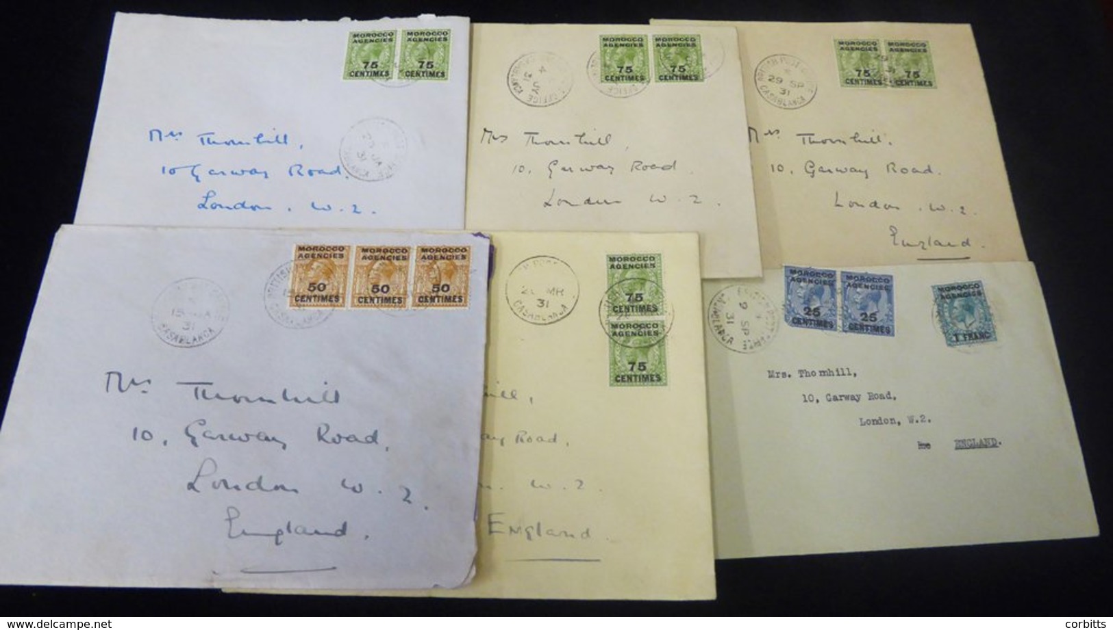 1931 Covers (6) All From The Thornhill Correspondence, All Paying A 1f.50c Rate, Four With Pairs Of 75c On 9d, One With  - Altri & Non Classificati