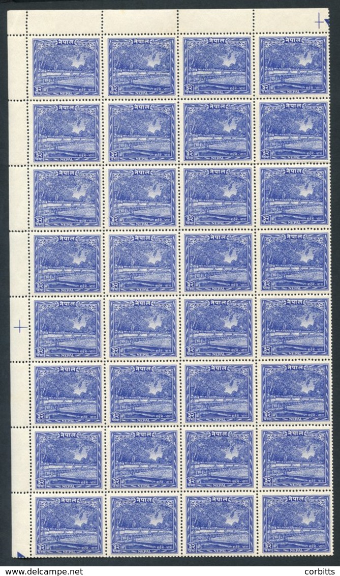 1949 32p Ultramarine 'The Twenty Two Fountains Balaju' UM Block Of Thirty-two (¼ Sheet), SG.71, Cat. £308 - Altri & Non Classificati