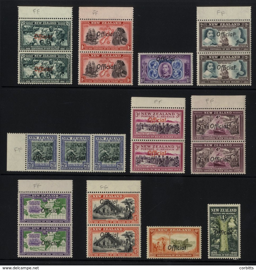 1940 Centenary Officials Complete Set UM, Values ½d, 1d, 2d, 2½d, 3d, 4d, 6d & 8d Incl. Pairs With Variety 'ff' Joined ( - Other & Unclassified