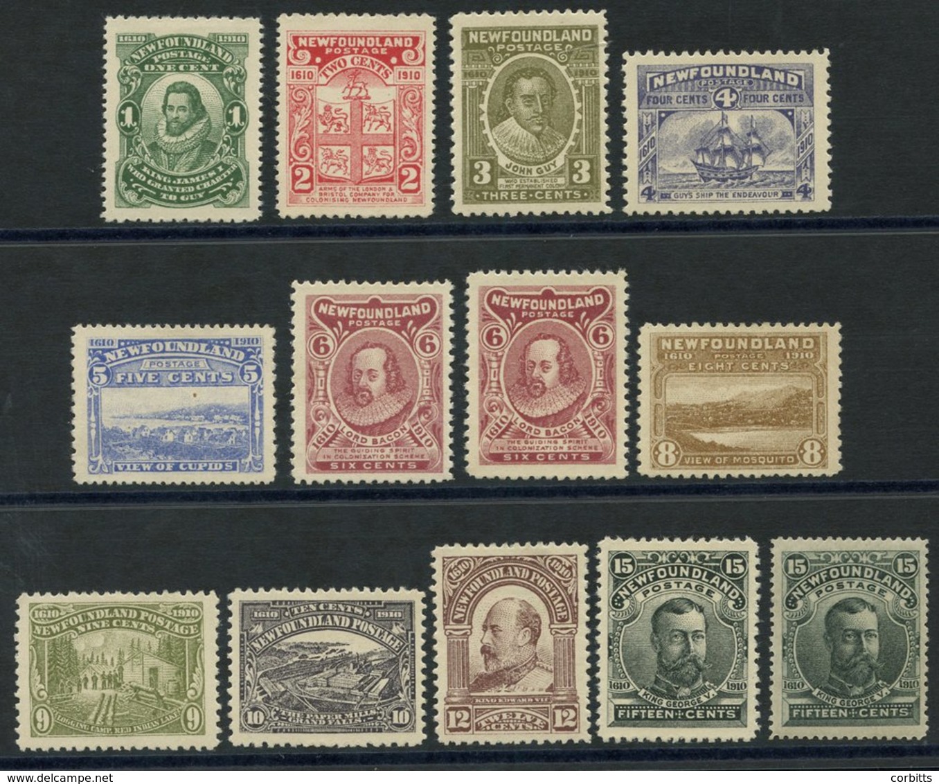 1910 Pictorial Set, Fine M, Extra 15c Shades (slate Green), SG.95/105, 116. Cat. £540 - Altri & Non Classificati