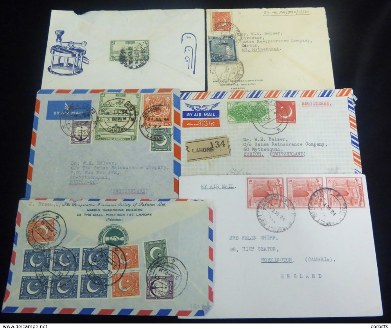 Small Accumulation Of Covers (18), Mainly Sent Airmail To Europe. One 1950's Underpaid Advertising Cover For Fishing Gea - Altri & Non Classificati