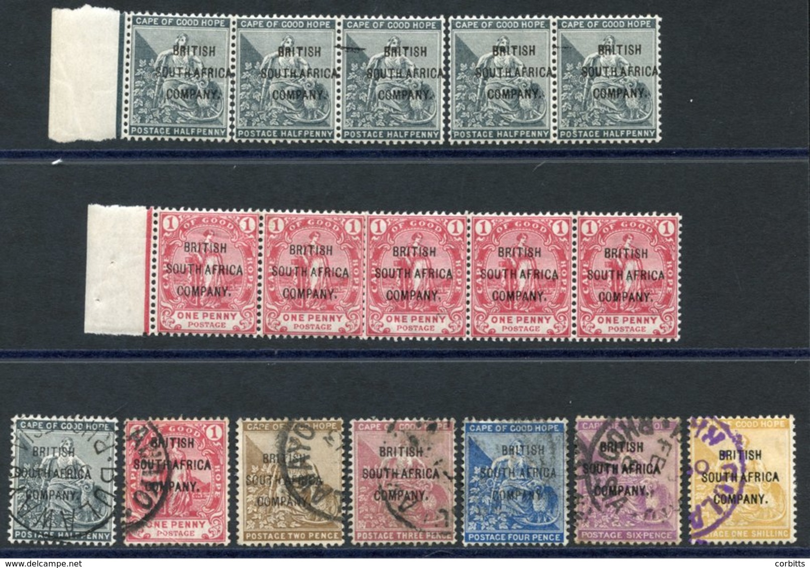 1896 C.O.G.H Ovpts ½d & 1d UM Strips Of Five, ½d Strip Separated (SG.58/59), Also Good To FU Complete Set (SG.58/64). Ca - Altri & Non Classificati