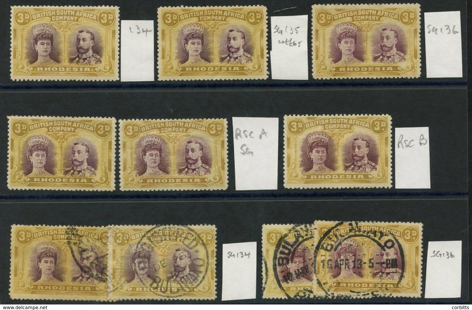 1910-13 3d Double Heads Selection Of Ten, M Incl. SG.134, 135 & 136, RSC 'A' (2) M, RSC 'B' (4) Good To FU. (10) - Altri & Non Classificati