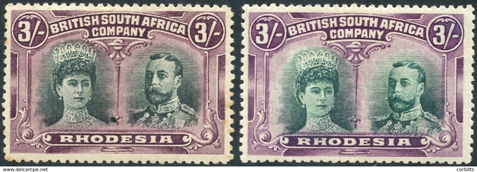 1910-13 3s Double Heads, SG.158 (a Few Minor Tones) & RSC 'A,' Fine M. (2) Cat. £500 - Altri & Non Classificati