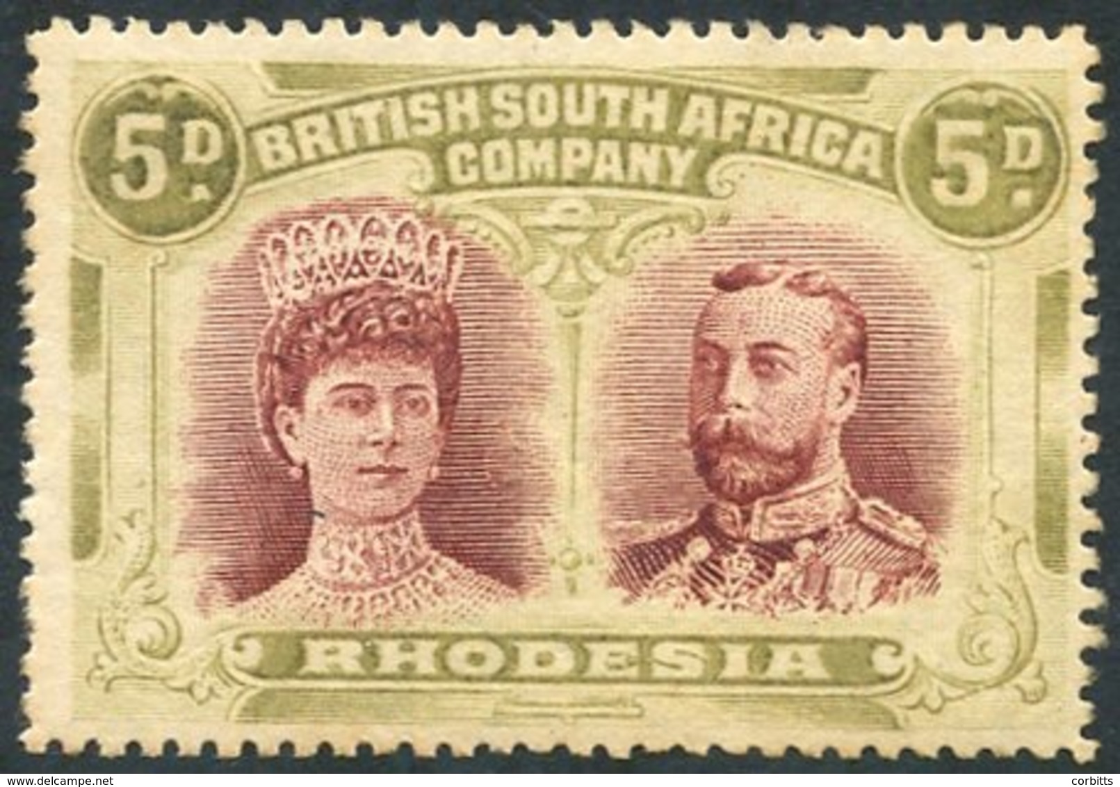 1910-13 5d Lake-brown & Olive P.15, M (re-gummed), SG.175. (1) Cat. £800 - Altri & Non Classificati