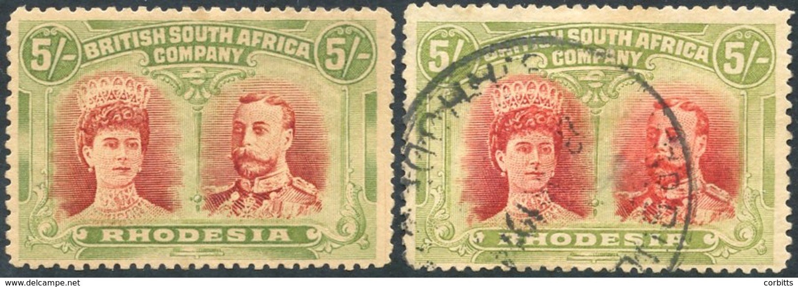 1910-13 5s Crimson & Yellow-green, Fine M, Another FU But Thinned, SG.160a. (2) Cat. £500 - Altri & Non Classificati