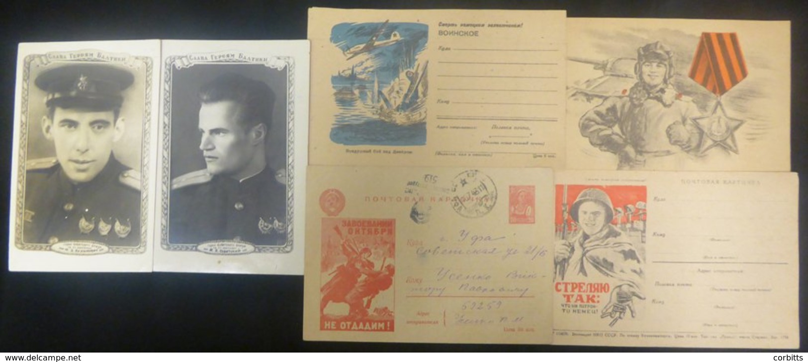 1940's Letter Cards Mainly Illustrated (30) With Military Scenes, Also Photographic Cards (8) Depicting Heroes Of Russia - Altri & Non Classificati