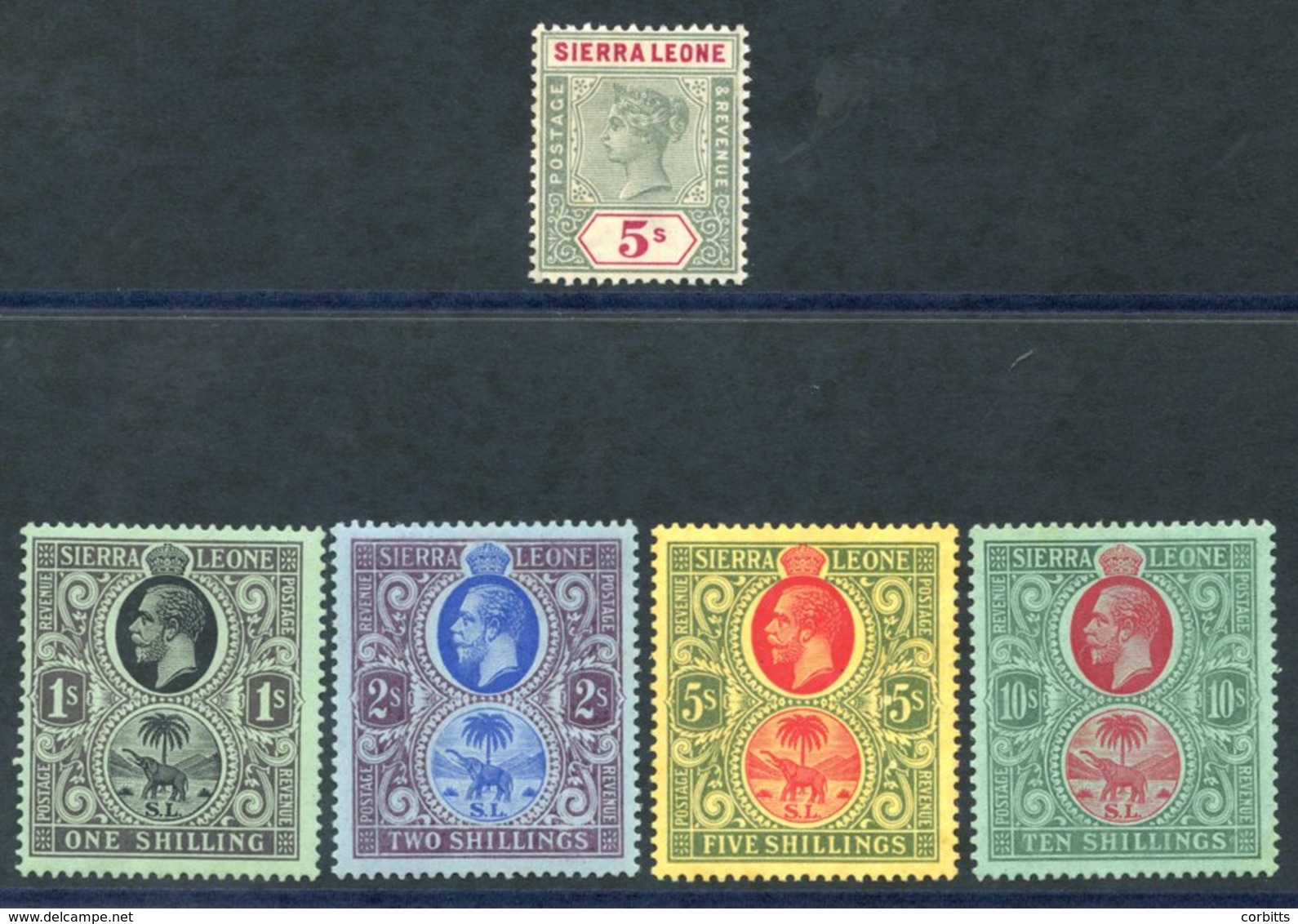 1896-97 5s Green & Carmine, Fine M, SG.52, 1912-21 MCCA 1s, 2s, 5s & 10s M, SG.124a, 125/7. (5) Cat. £239 - Altri & Non Classificati