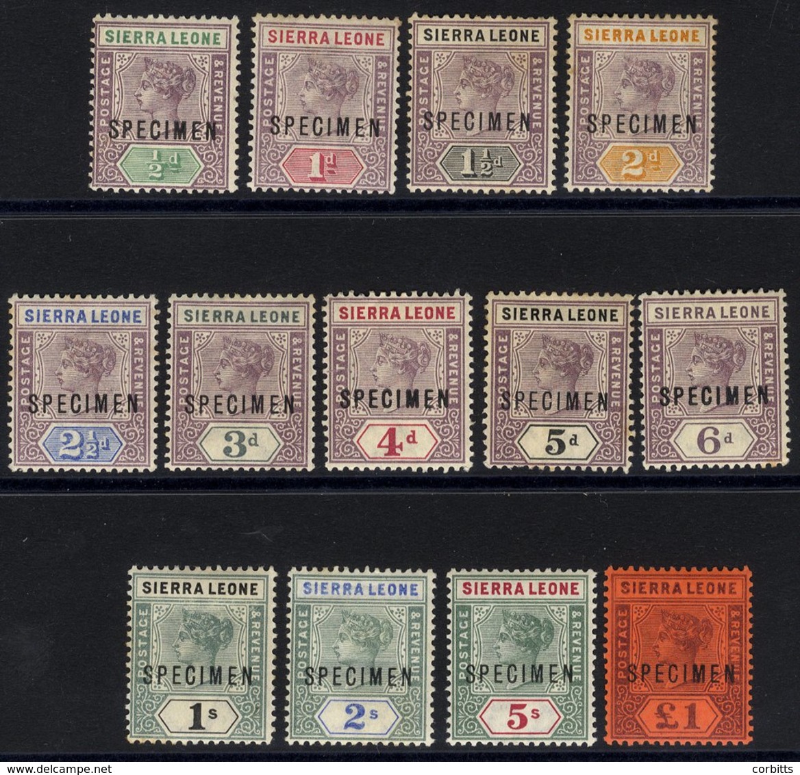 1896-97 CCA Complete Set Ovptd SPECIMEN, Good Appearances All With Gum, 5s & £1 Are UM, Small Faults., SG.41s/53s. Cat.  - Altri & Non Classificati