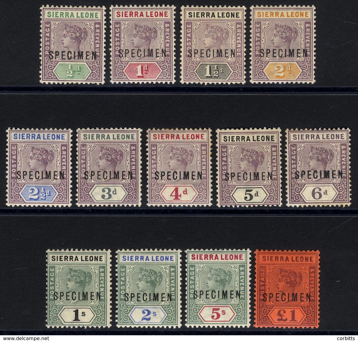 1896-97 CCA Complete Set Ovptd SPECIMEN, Fine M (£1 Is UM), SG.41s/53s. (13) - Altri & Non Classificati