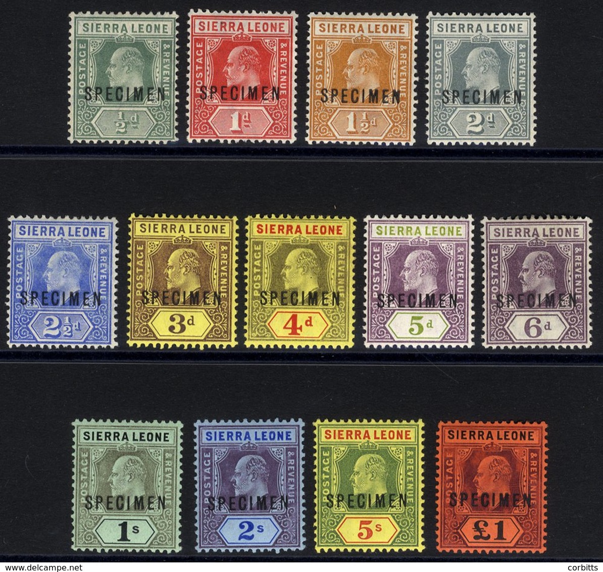 1907-12 MCCA Complete Set Ovptd SPECIMEN, Fine Fresh M, (£1 Slight Chalk Rubbing) SG.99s/111s. (13) Cat. £400 - Altri & Non Classificati