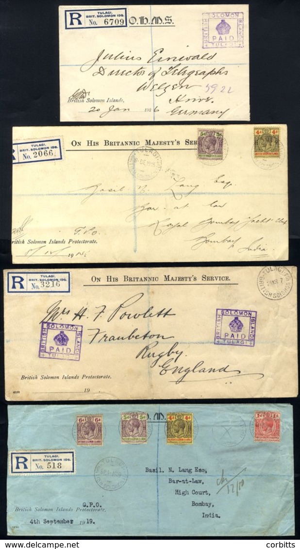 1915-39 Covers (11) & Unused Picture Post Cards (4) Incl. 1915 Registered To India With 5d & 4d, O.H.M.S. Stampless Cove - Altri & Non Classificati