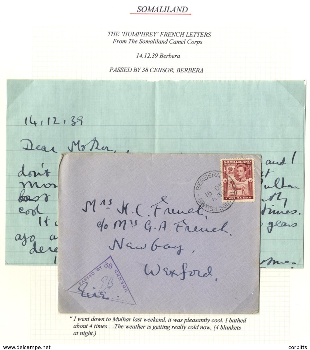 1939 Censored Cover & Letter To Wexford, Ireland,  From The Humphrey French Correspondence, With A 2a Cancelled BERBERA  - Altri & Non Classificati