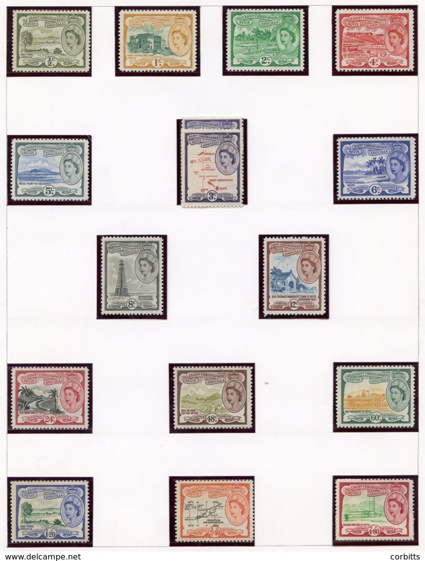 Collection On Leaves. Nevis 1882 ½d, 1d Carmine, 2½d Ultramarine M, 1948 Wedding, 1954 Set To $4.80c M, 1963 To $5 M, Ma - Altri & Non Classificati