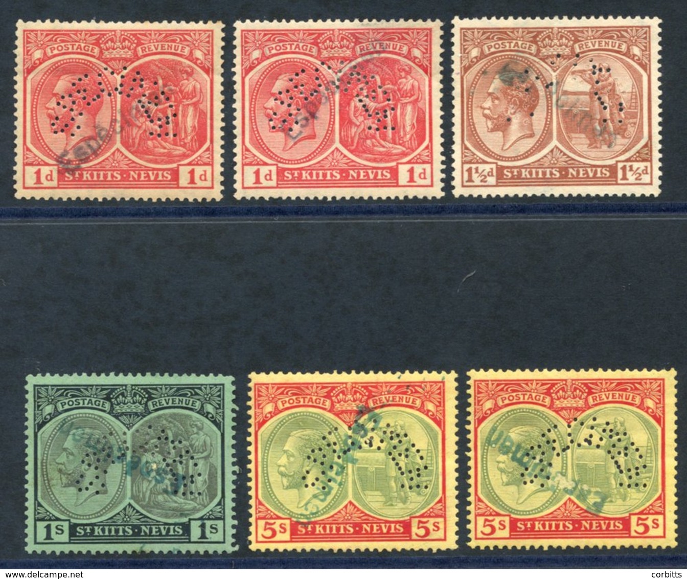 1912-29 1d Rose-carmine (2) Both Lightly Gum Toned, 1½d Red-brown, 1s (a Few Tone Spots On Reverse) & 5s (2), Each Perfo - Altri & Non Classificati