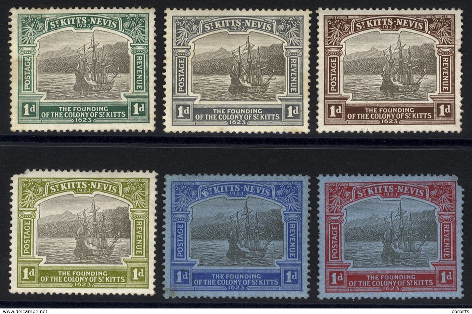 1923 Tercentenary 1d Perf Colour Trials (6) In The Issued Colours Of The ½d, 2d, 2½d, 1s, 2s & 2/6d, All On Watermarked  - Altri & Non Classificati