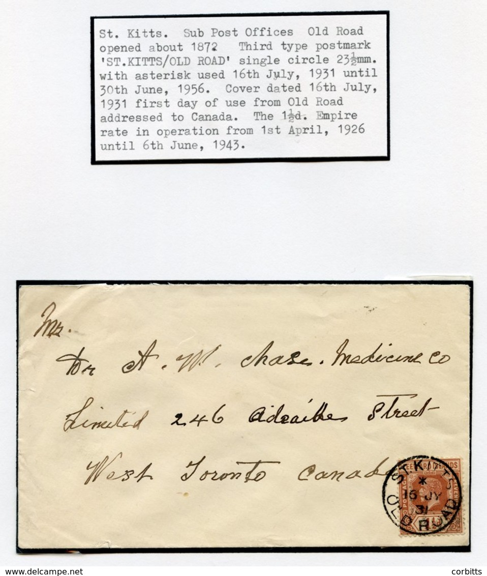 1931 (16 July) Envelope To Toronto, Bearing Leeward Islands 1½d, Tied By Very Fine 'ST. KITTS/OLD ROAD' C.d.s. (Proud Ty - Altri & Non Classificati