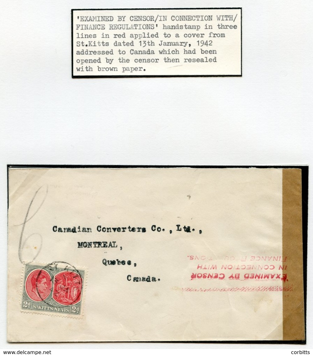 1942 (13 Jan) Envelope To Canada, Franked At 2d, Showing Brown Sealing Tape At Left Tied By 'EXAMINED BY CENSOR/IN CONNE - Altri & Non Classificati