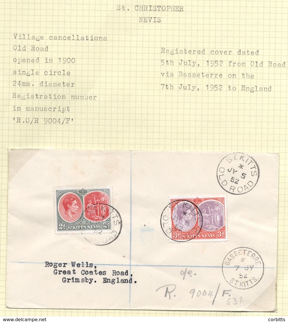 1951-52 'Wells' Envelopes (4) Registered To England, Two Franked At 5d, All Cancelled By ST. KITTS/OLD ROAD' C.d.s. (Pro - Altri & Non Classificati
