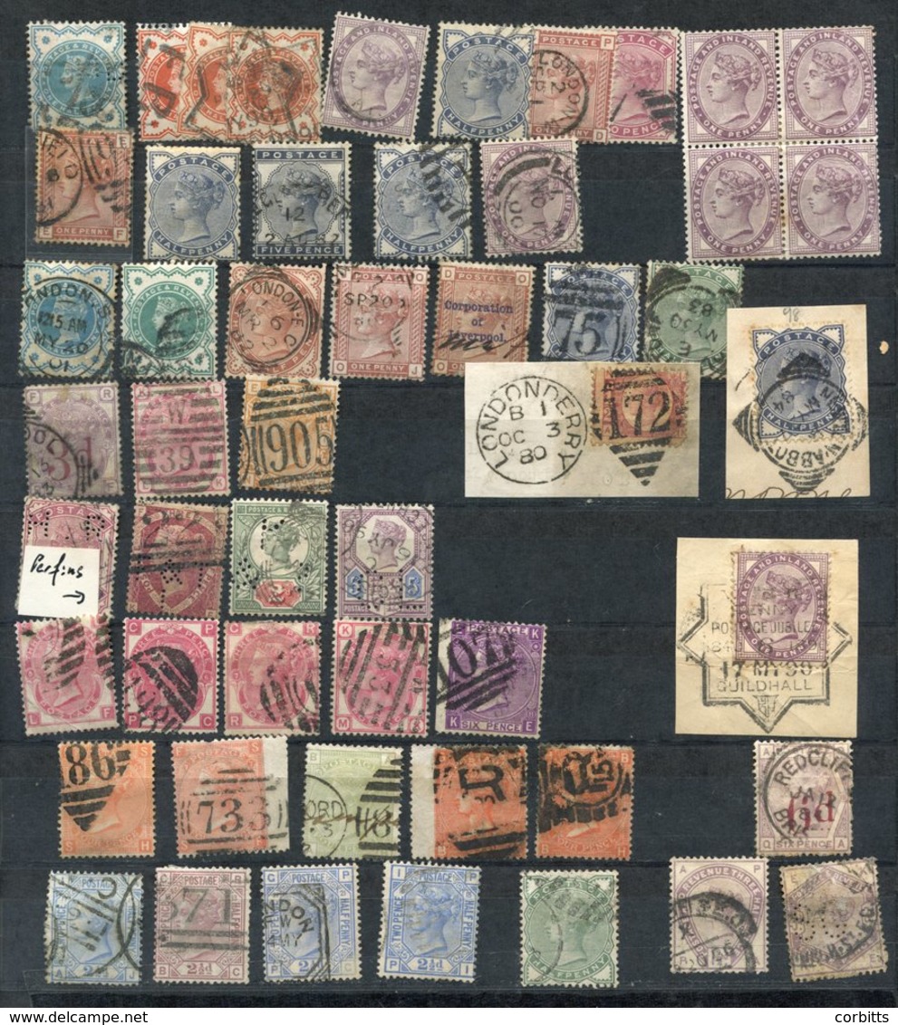 QV-KEVII ACCUMULATION Of Stamps On Hagner Leaves Collection For Their Numeral Cancellations Mainly 1d Red Plates Or 1d L - Altri & Non Classificati