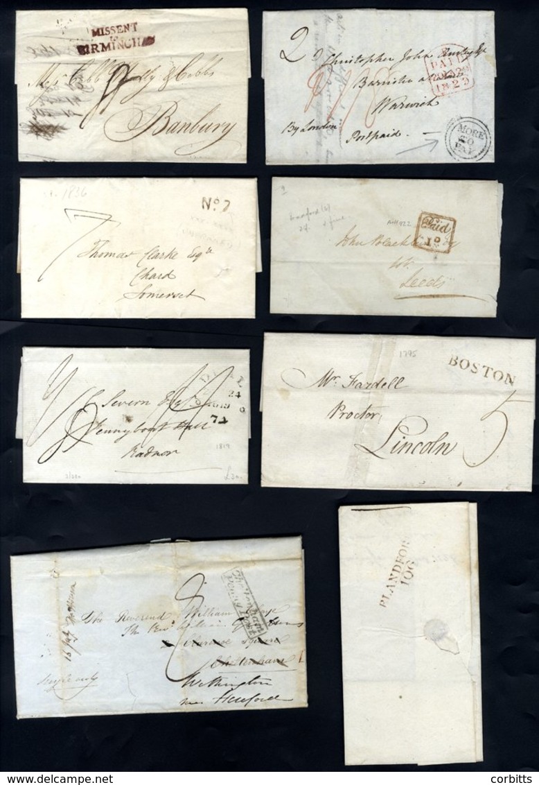 1705-1840's Pre-stamp Or Stampless Covers Incl. 1789 Circular MY/7/89, 1795 BOSTON S/line, 1805 MISSENT/to/BIRMINGHAM, M - Other & Unclassified