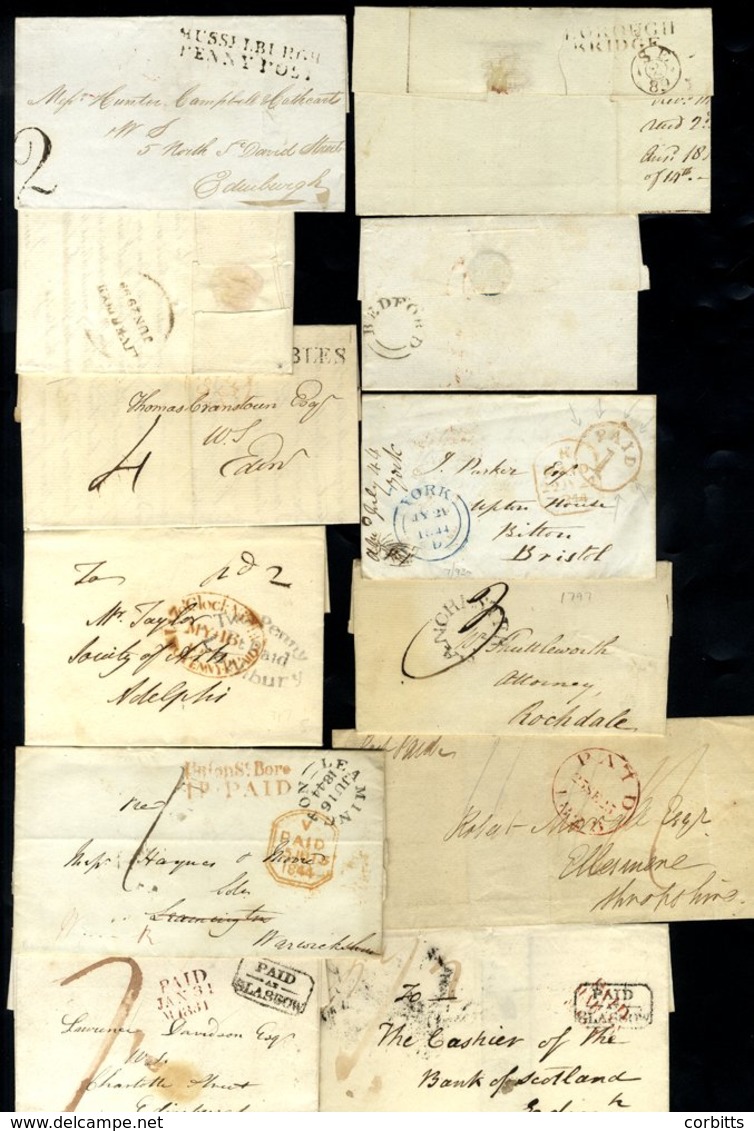 1776-1837 Range Of Pre-stamp Covers, Highlights Incl. 1776 MON/MOUTH Cover To Cardiff, 1789 BOROUGH/BRIDGE, 1789 WORBURN - Autres & Non Classés