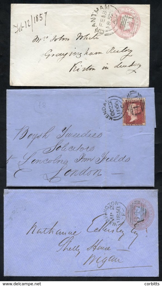 1857-66 Three Covers Cancelled By Sideways Duplexes, 1857 Grantham Code A, 1856 Warrington Code F & 1866 Kendal Code C,  - Altri & Non Classificati