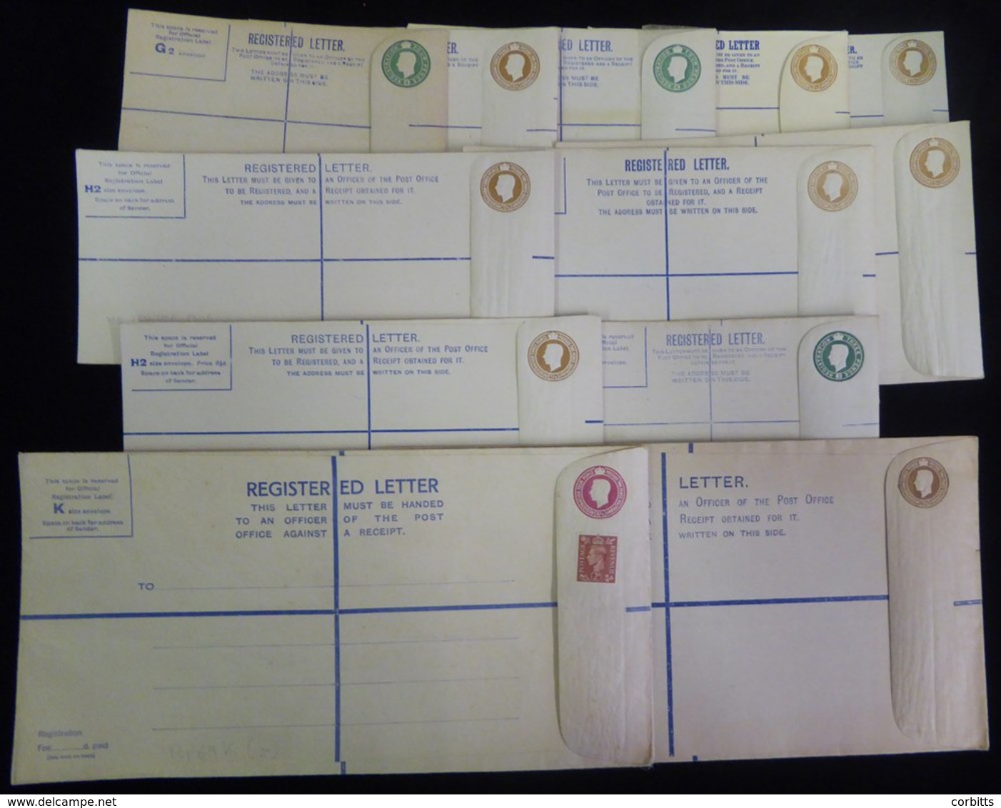 KGVI REGISTERED ENVELOPES Selection Of 12 Unused Incl. RP52 (Cat. £125), RP53 (Cat. £125), RP60 (Cat. £125), Three Force - Other & Unclassified