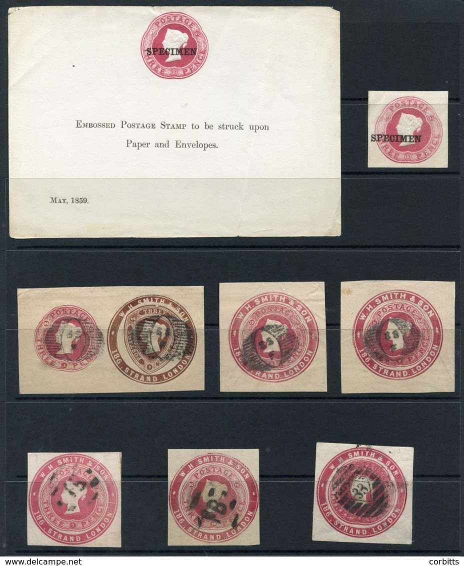 QV 3d Dies Selection Of 28 X 3d Dies Incl. 1859 SPECIMEN Sheet Used In Combination With A 1½d W.H.Smith & Co. Advertisin - Other & Unclassified