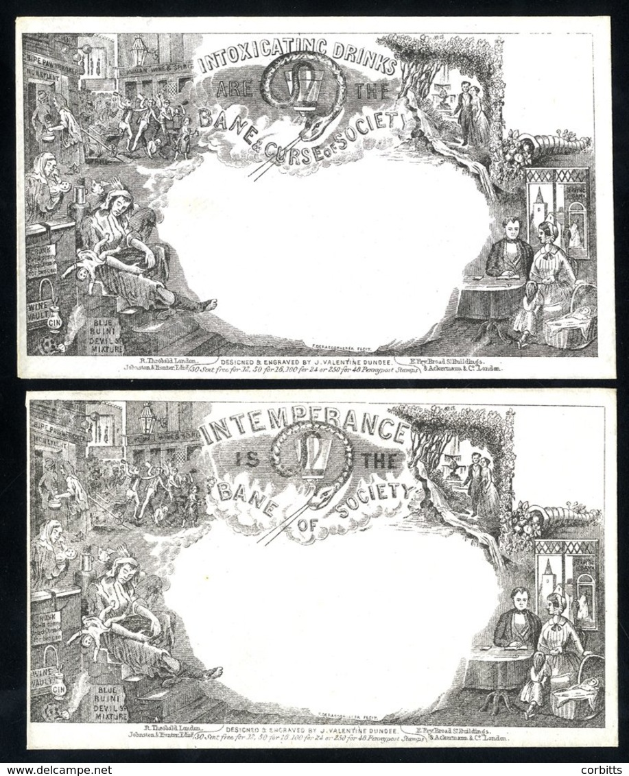 1850's Deraedemakers Facsimiles Envelopes Of Valentines Design Based On William Hogarths 'Gin Lane.' First Reads 'Intemp - Other & Unclassified