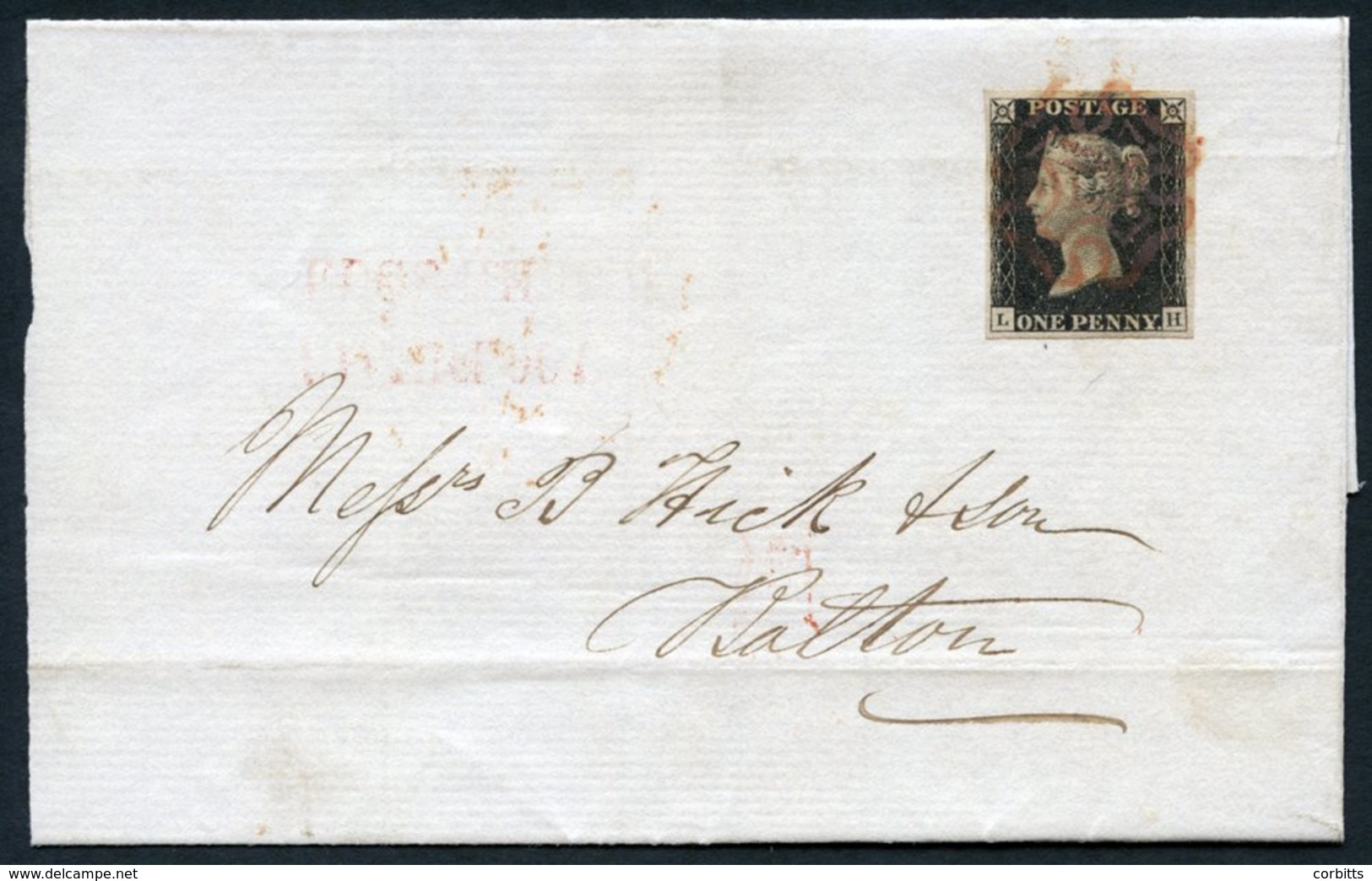 1840 Oct 30th Cover From Grand Junction Railway, Liverpool To B. Hick & Son, Bolton (engineering Company), Franked Pl.1b - Other & Unclassified